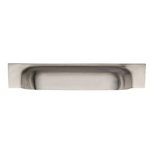 C2766 152-SN • 152/178 c/c x 221x42x22mm • Satin Nickel • Heritage Brass Concealed Fix Square Plate Contemporary Cup Handle